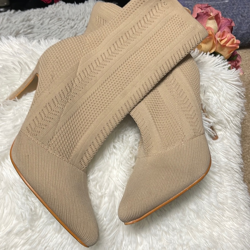 Sock like cream colored booties
